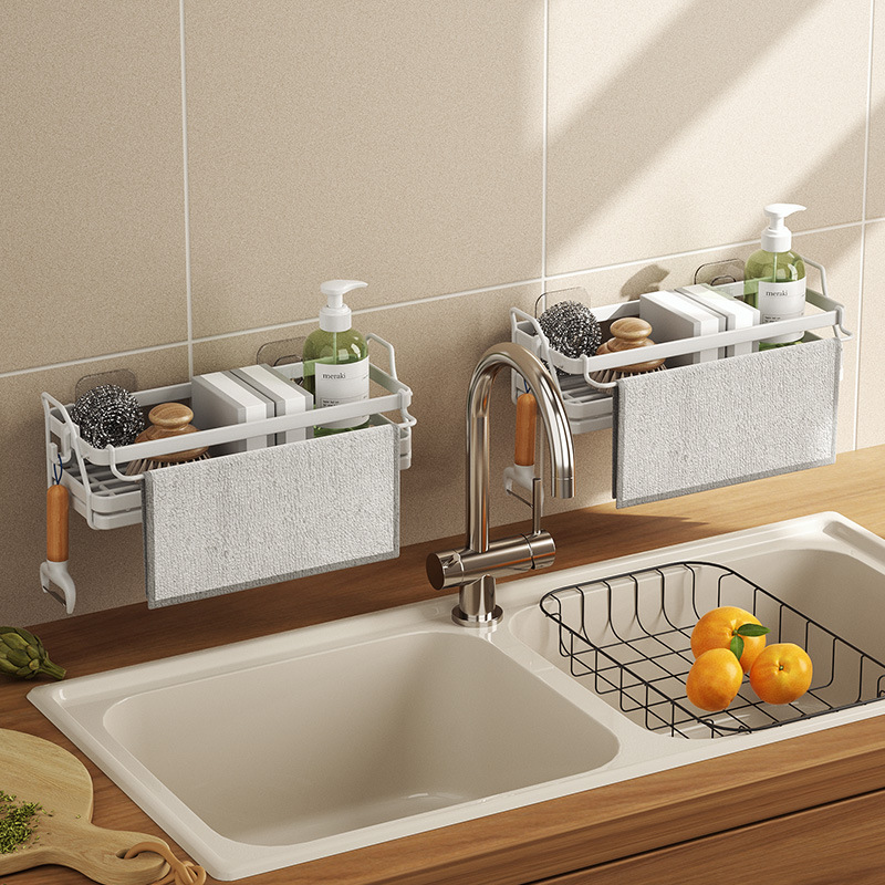 Kitchen storage rack, rag storage rack, non-perforated seasoning rack, sink, sponge draining basket, wall-mounted sink wonder