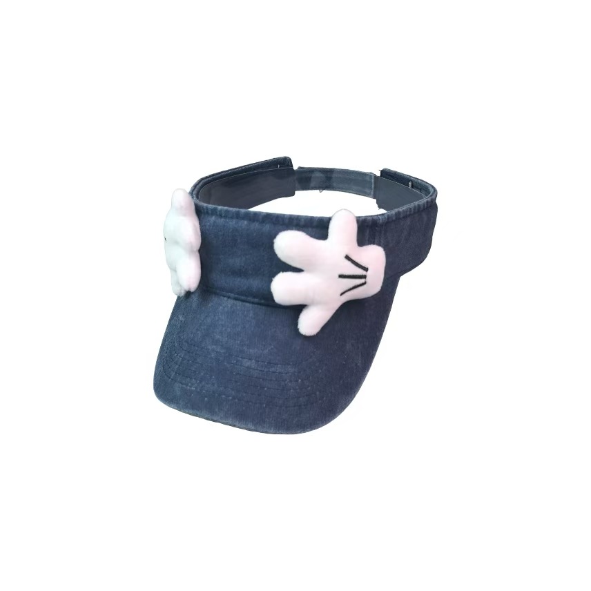 Mickey Mouse face-covering cartoon parent-child empty top hat, washed and aged large brim baseball cap, spring and summer outing casual sun hat details Picture
