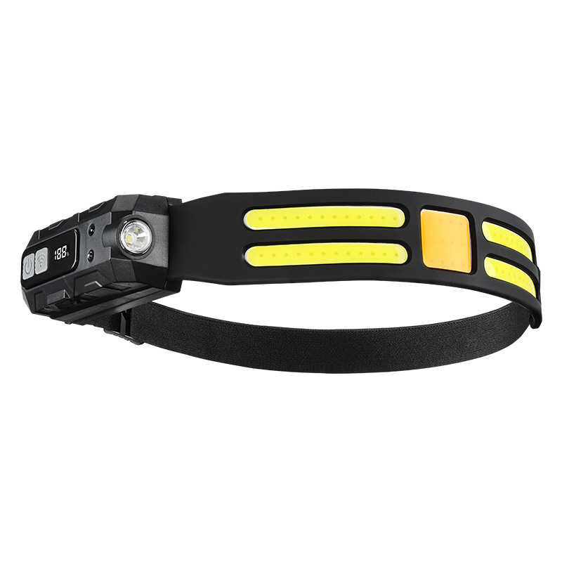 Cross-border hand-waving sensor COB headlamp, outdoor cycling light, USB charging night running light, high-intensity headlamp, silicone Item Picture