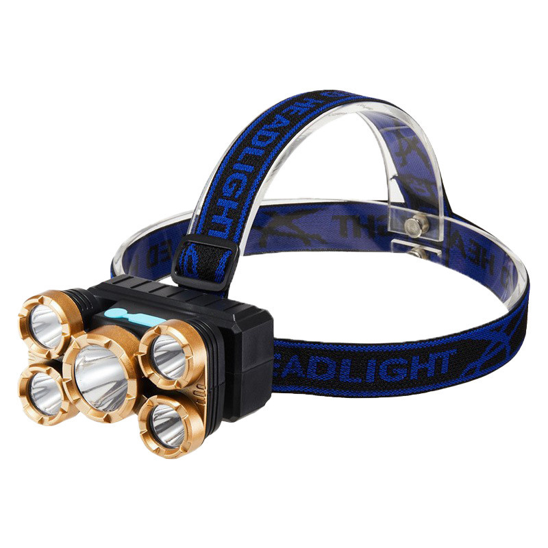 热销5LED强光头灯充电超亮头戴式电筒户外便携照明灯防水钓鱼头灯