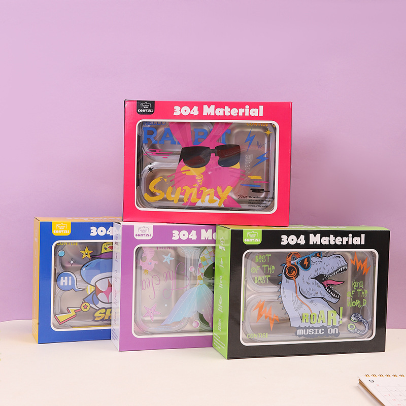 Korean-style cute cartoon stainless steel lunch boxes, microwave lunch boxes, sealed lunch boxes for male and female students, canteens and dormitories details Picture