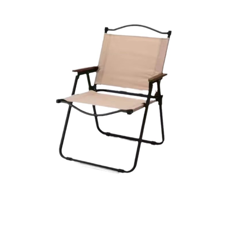 定制克米特露营扶手折叠椅铝合金沙滩椅公园休闲钓鱼靠背椅可折叠白底实物图