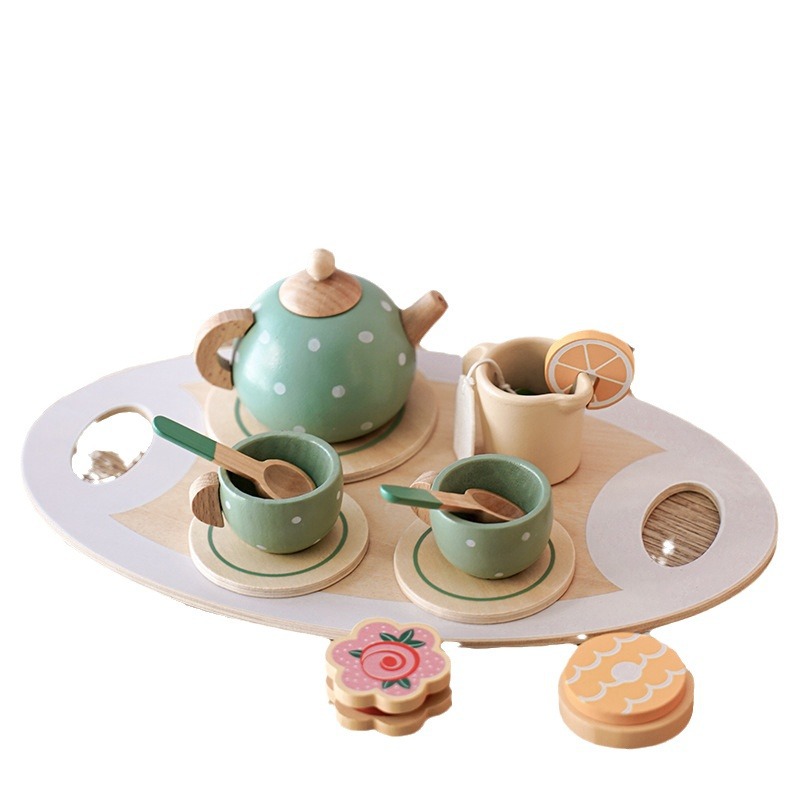 小清新风格木质茶具套装家用茶道用品礼盒装白底实物图