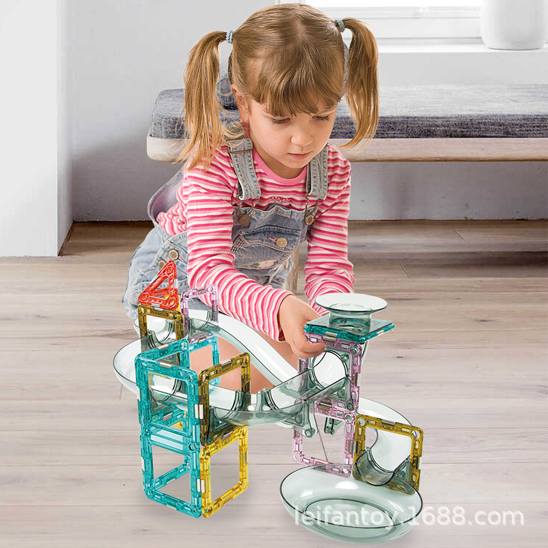 Wholesale of cross-border color window pipe building block assembly magnetic sheets, children's small magnetic bricks, pipe building block assembly toys details Picture