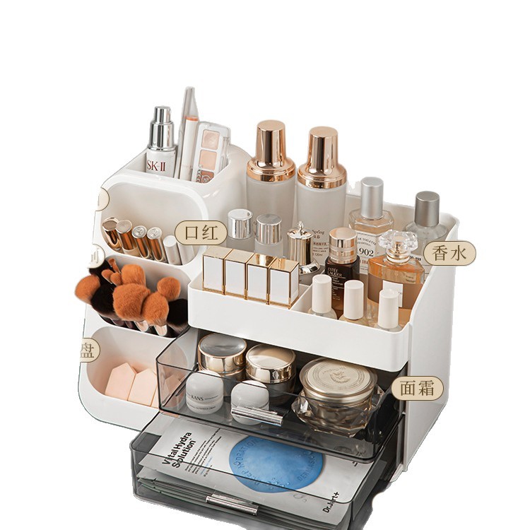 Cosmetics storage box, desktop with a high-end feel, dressing table, lipstick and eyebrow pencil organization box, large-capacity skin care product rack Item Picture