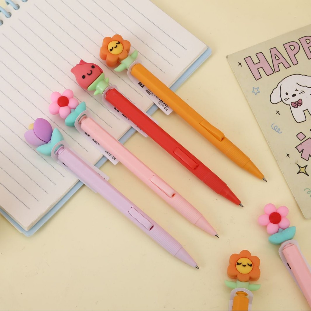 Baichang marker pen Green cute flower-shaped side-press pen small double-headed marker pen Specification image
