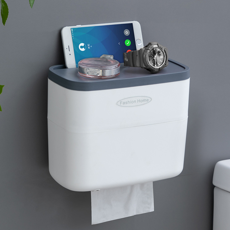 Bathroom tissue storage box, home bathroom tissue box, wall-mounted paper roll, toilet shelf, no need for drilling Specification image