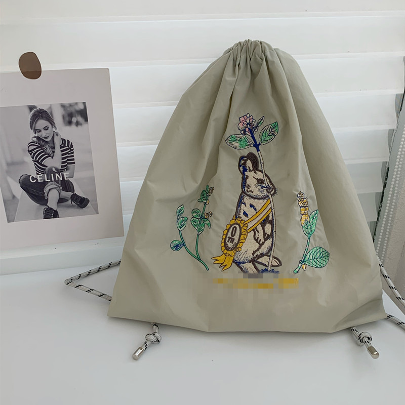 Estilo japonés moda mochila linda dibujos animados eco-friendly extractor cordón bordado de gran capacidad casual bolsa de estudiante tendencia de la calle details Picture