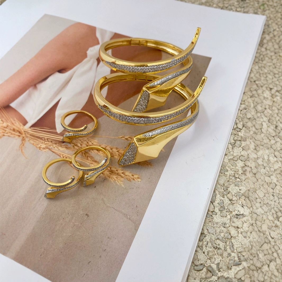 Best-selling fashionable and personalized snake-shaped ring bracelet, dual-color electroplated 18K gold ring with micro-inlaid zircon jewelry Application Scenario