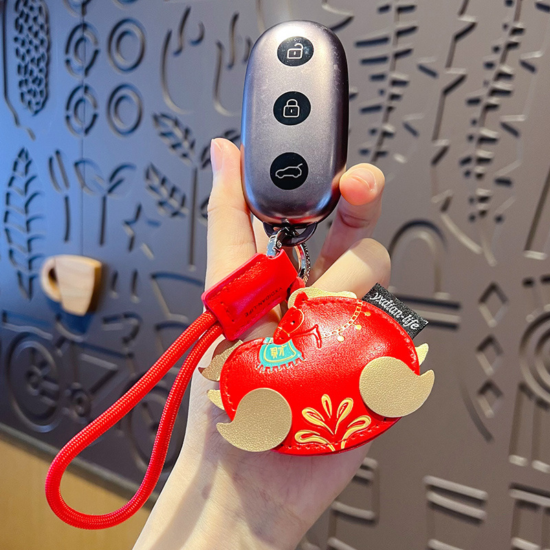 2026马年马踏祥云皮革钥匙扣挂饰情侣汽车包包钥匙链挂件新年礼品产品图