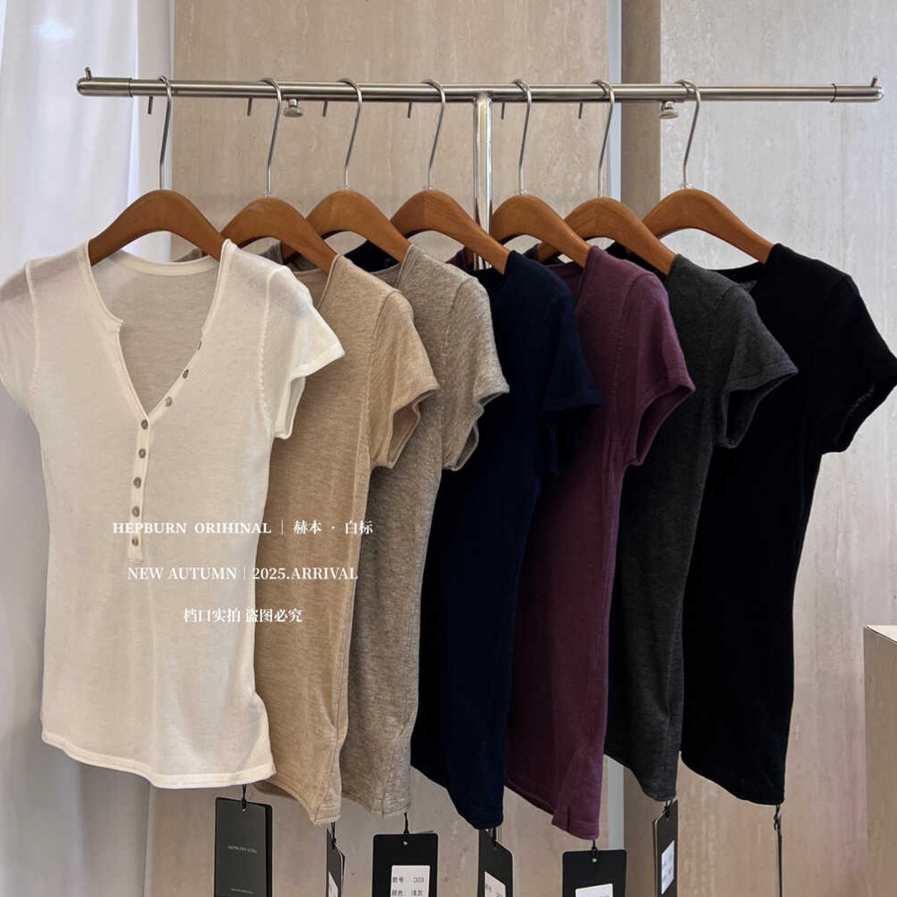(Containing 5% wool) Extremely slimming! Spring/Summer 2026 Women's top knitted slim-fit base wool ice silk mini sweater