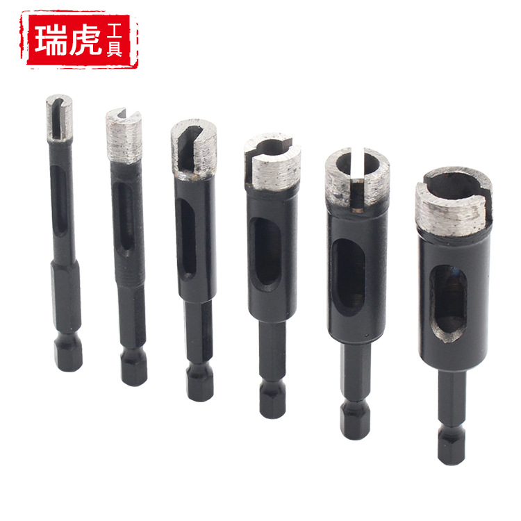 Hexagonal handle sintered marble and granite hole opener, brazed diamond tile, glass and stone hole opener tool full figure