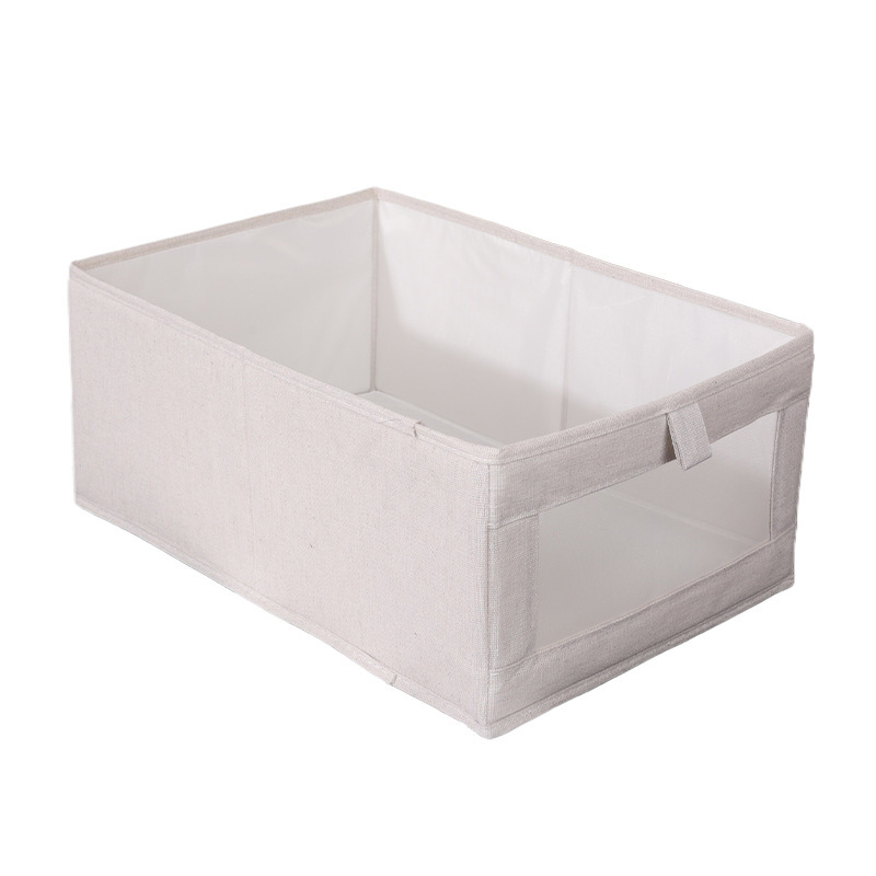 Estilo japonés plegable caja de almacenamiento de algodón y lino caja de almacenamiento de juguetes de tela hogar dormitorio armario caja de almacenamiento caja de almacenamiento organizada Item Picture