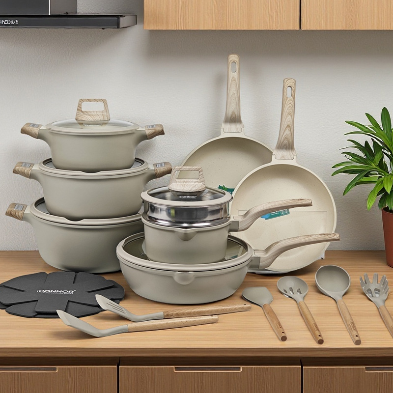 Donnor rali 22pcs set antiadherente sartén plato sartén set granito cocina Cookware Se Application Scenario