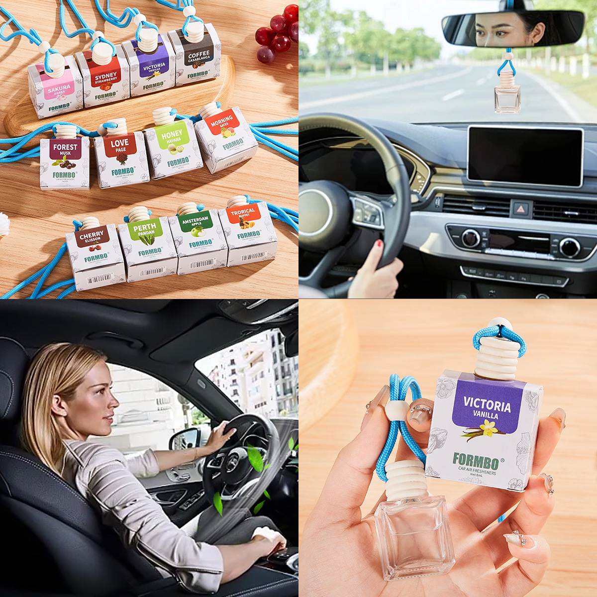 【 Cross-border Exclusive 】 Wholesale of high-end and long-lasting car aromatherapy pendants with 12 essential oil fragrances Application Scenario