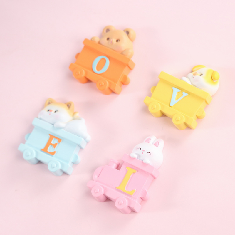 卡通动物智能火车玩具儿童科教实验木头玩具