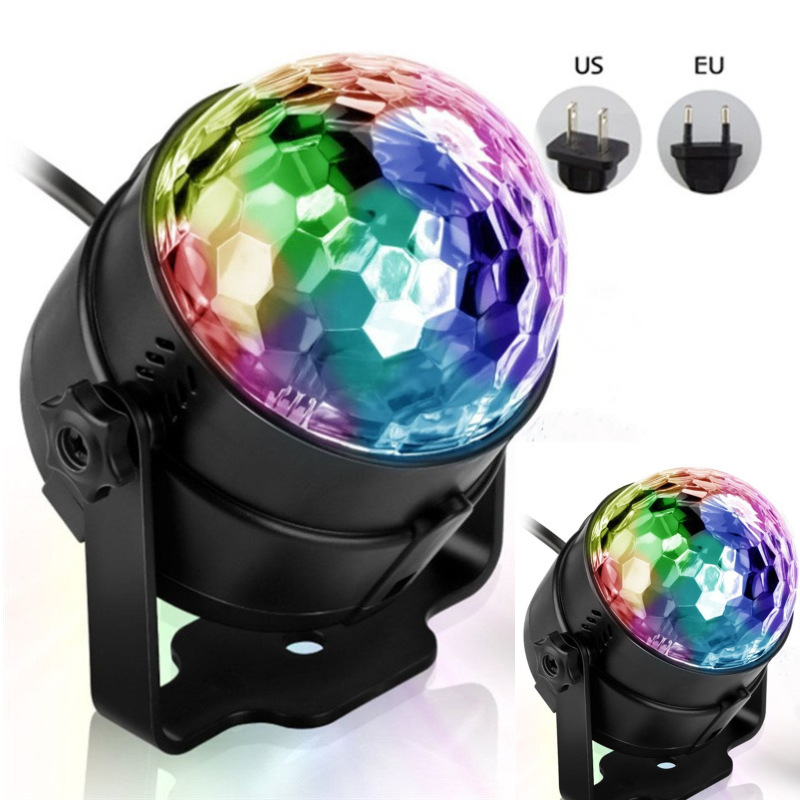 Crossover led giratorio cristal colorido bola mágica lámpara de mesa de baile ktv salón de baile hogar giratorio luces de color control de voz luces de atmósfera Item Picture