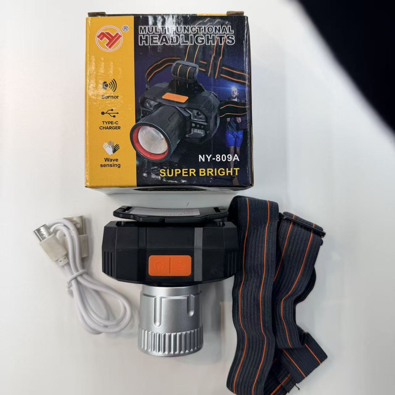 Hand-waving sensor headlamp, waterproof night cycling and night fishing head-mounted outdoor lighting lamp, powerful ultra-bright white laser Specification image