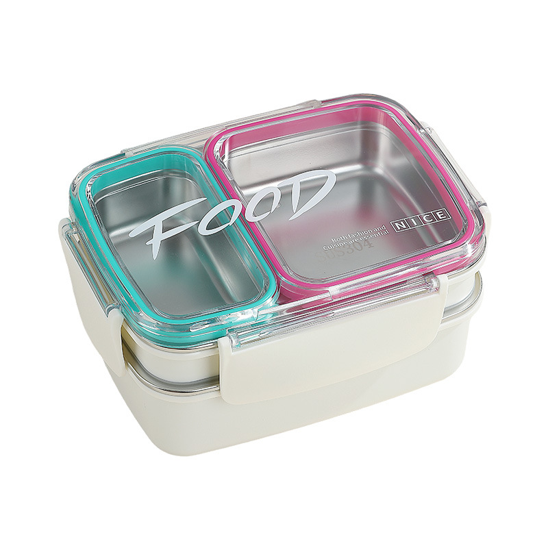 Korean-style lunch box for office workers, 304 stainless steel lunch box with high appearance level, two-compartment lunch box for primary school students Item Picture