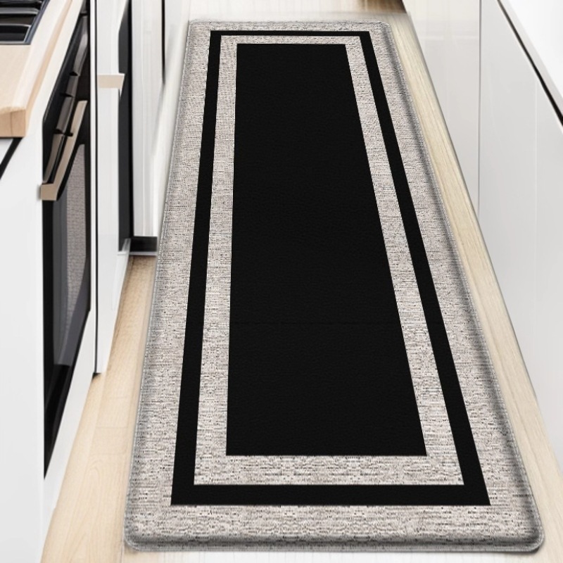 Cross-border kitchen floor mat, thickened PVC anti-fatigue imitation Teslin double-frame mat, waterproof, oil-proof and anti-slip leather mat Specification image