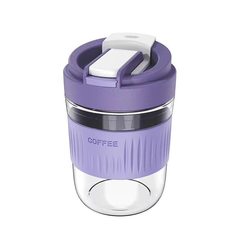 Carefully selected 450ml chubby glass double-drink cup, opening event gift cup with straw coffee beverage glass cup Item Picture