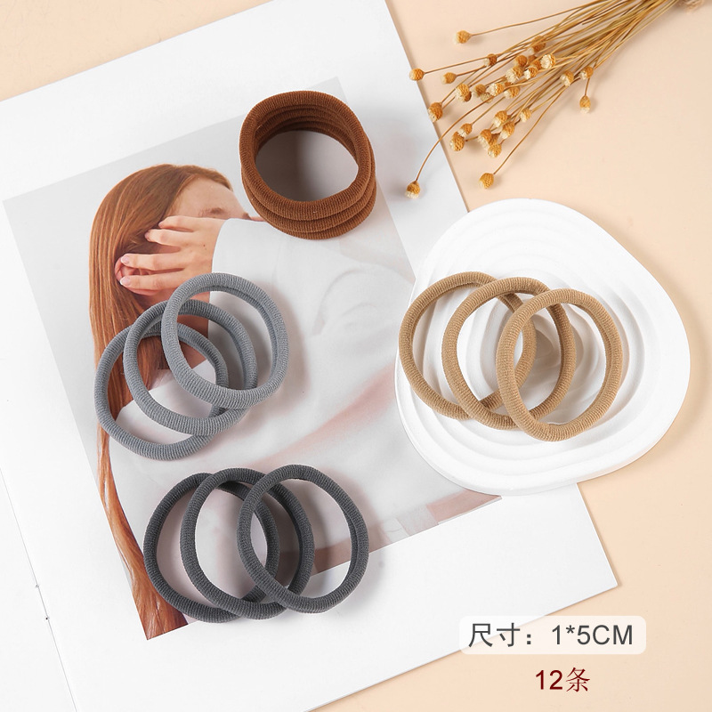 Black towel loop hair tie, thickened high-elasticity jacquard seamless canned hair band, women's tie-dye style candy-colored hair accessory Application Scenario