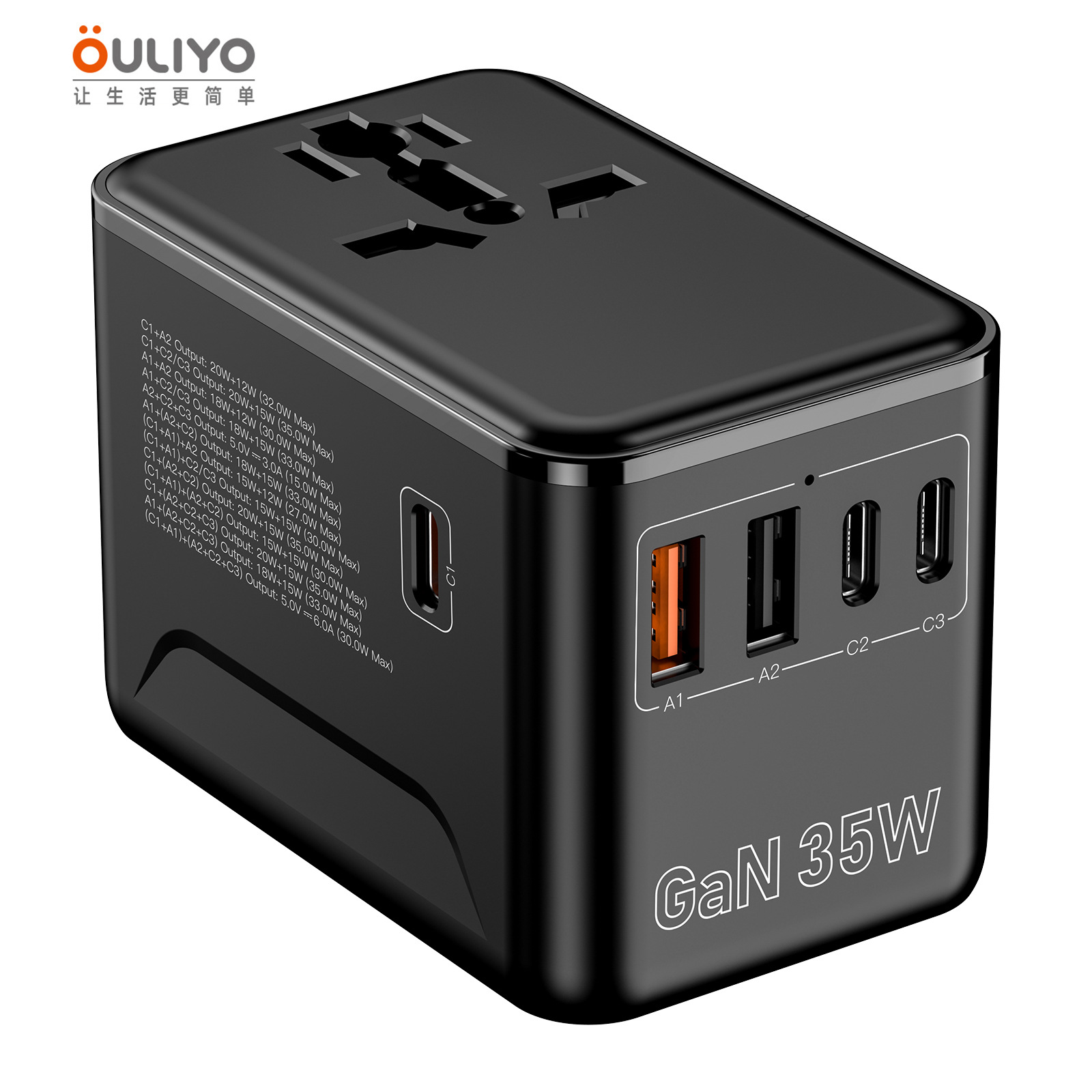 Factory wholesale multi-functional conversion socket GaN35W multi-country travel conversion plug, global universal charging socket Specification image