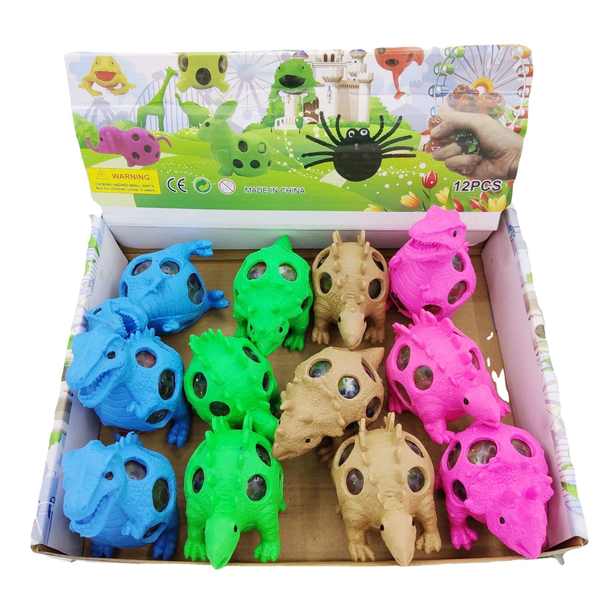 Dinosaur venting balls, dinosaur colored beads, grape balls, TPR venting balls, factory direct sales, venting toys, Pinching fun Item Picture