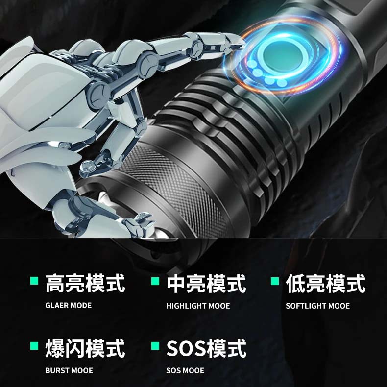Flashlight, powerful laser cannon, long battery life, charging, outdoor tactical multi-functional mini white laser flashlight Specification image