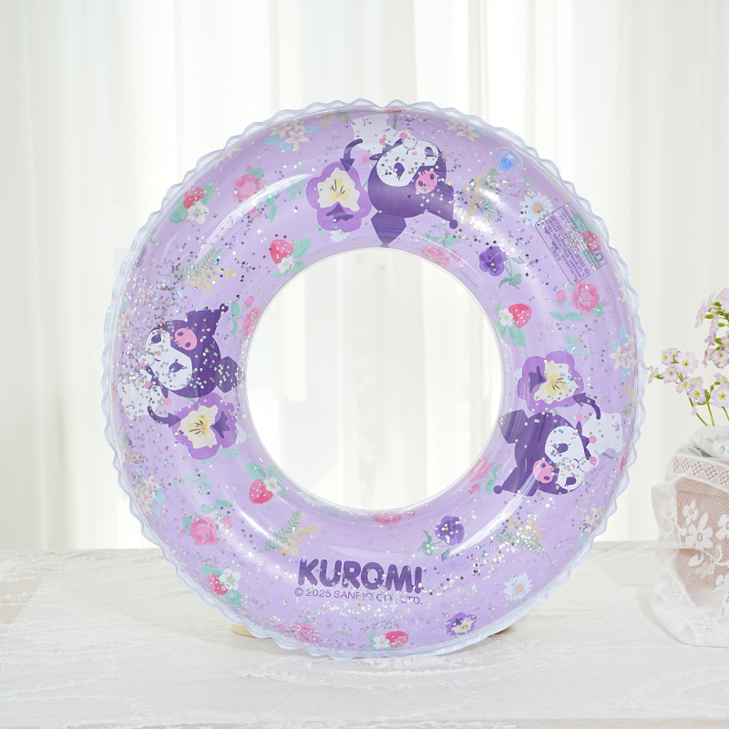 Sanrio sequined transparent inflatable swimming rings, thickened adult and children's water float rings, Kulomi swimming rings wholesale details Picture