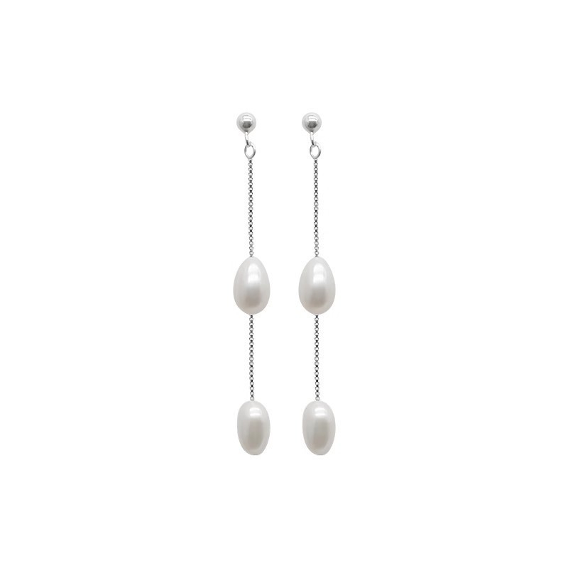 High-end freshwater pearl tassel earrings, ins style, niche design, slimming earrings, simple and versatile, elegant stud earrings Item Picture