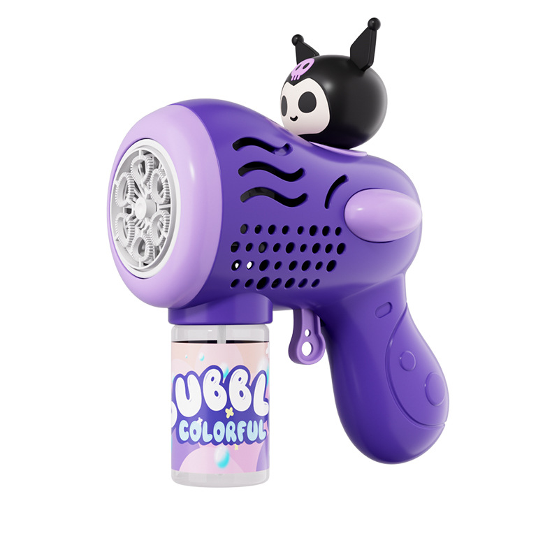 Wholesale of cross-border cartoon children's Kuromi electric bubble gun, multi-hole bubble dispensing, fully automatic handheld bubble machine toys Item Picture