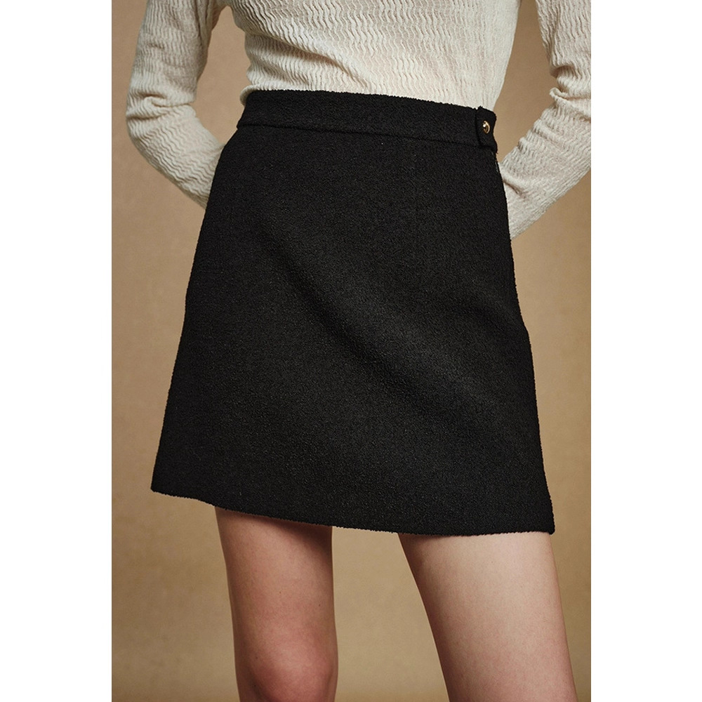 Four Beauties Slimming 100% short plush woolen A-line short skirt for women 25 winter New minimalist half skirt 9442 details Picture