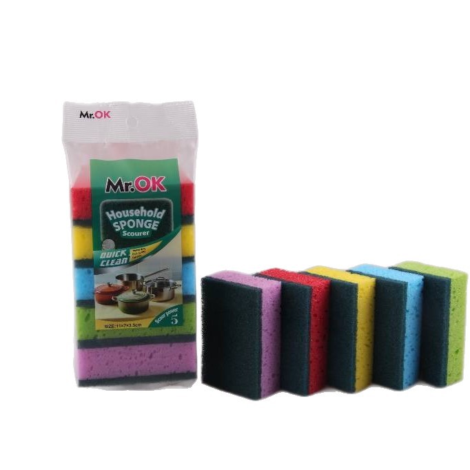 Mr.OK factory direct supply sponge scouring pads, double-sided cleaning sponges, kitchen cleaning sponges, dishwashing sponges, pot scrubbing sponges Item Picture