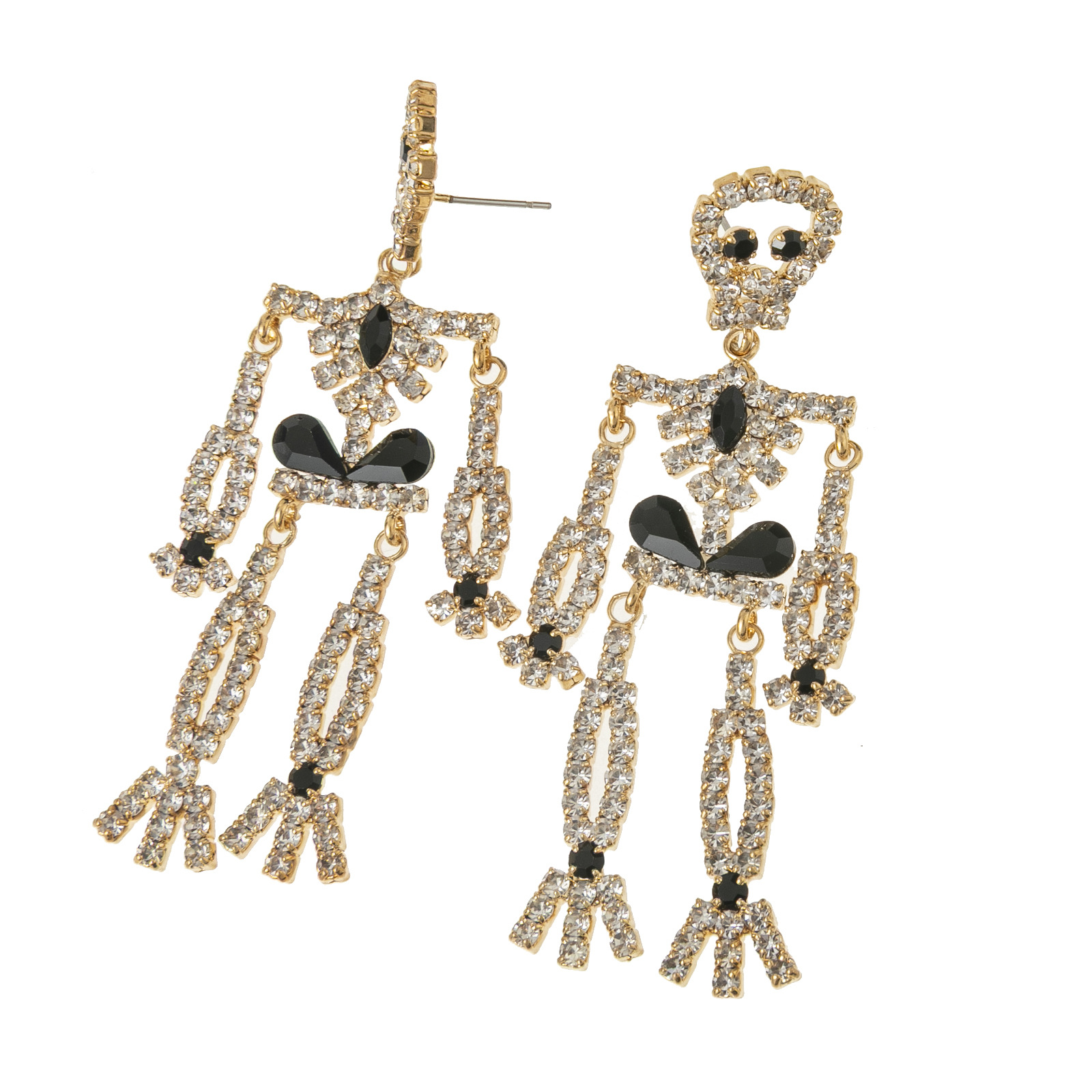 Cross-border European and American Halloween skull and water diamond earrings, creative design sense, luxurious full diamond pendant earrings wholesale Specification image