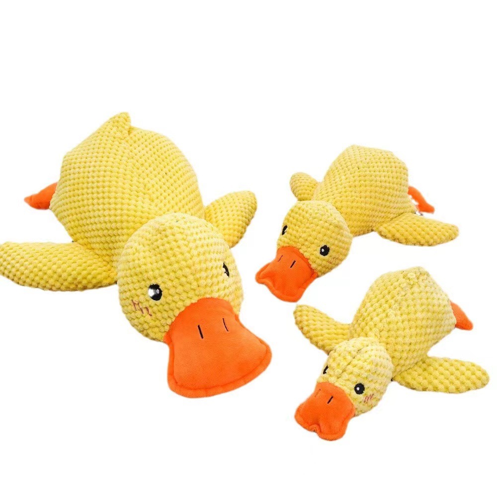 Dog toys, sleeping duck pet plush toys, self-entertaining, biting, teething and sound-making toys, little yellow duck pet toys Item Picture
