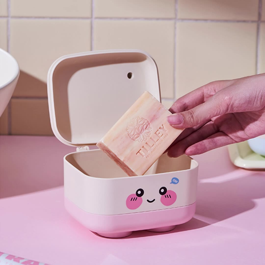Laundry soap box with lid, large bathroom draining, double-layer personalized and creative, portable soap box for student dormitories details Picture