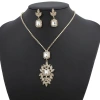 Cross-border supply square water diamond snowflake-shaped necklace + earrings two-piece elegant and refined jewelry set, European and American bride wedding dress accessories and ornaments details Picture