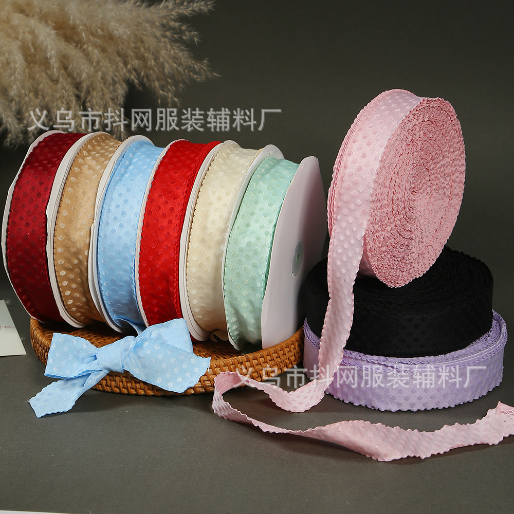 Colorful black fungus lace double-sided polka dot ribbons, DIY bow hair accessories, clothing ribbons and other accessories in stock details Picture