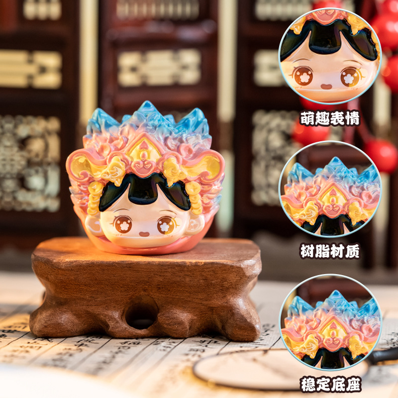 Chinese pattern blind box, cute ancient-style and national trend decorative items, colorful and adorable character heads, resin figurine gifts and peripheral products Application Scenario