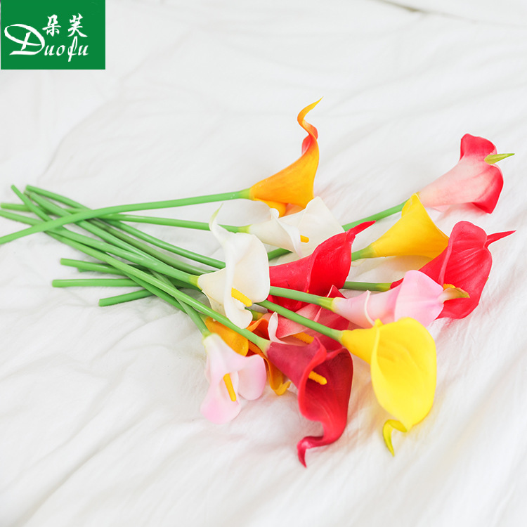 Wholesale of simulated calla lilies, mini PU material, bride's bouquet, living room dining table, home decoration full figure