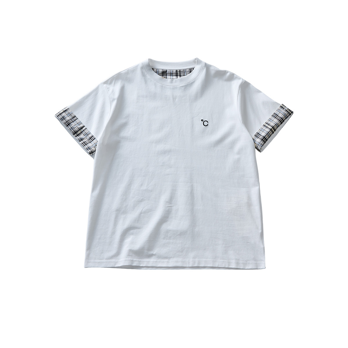 APO Men's Wear 2025 New short-sleeved T-shirt Men's fashion brand summer high-quality loose round-neck checkered top Item Picture