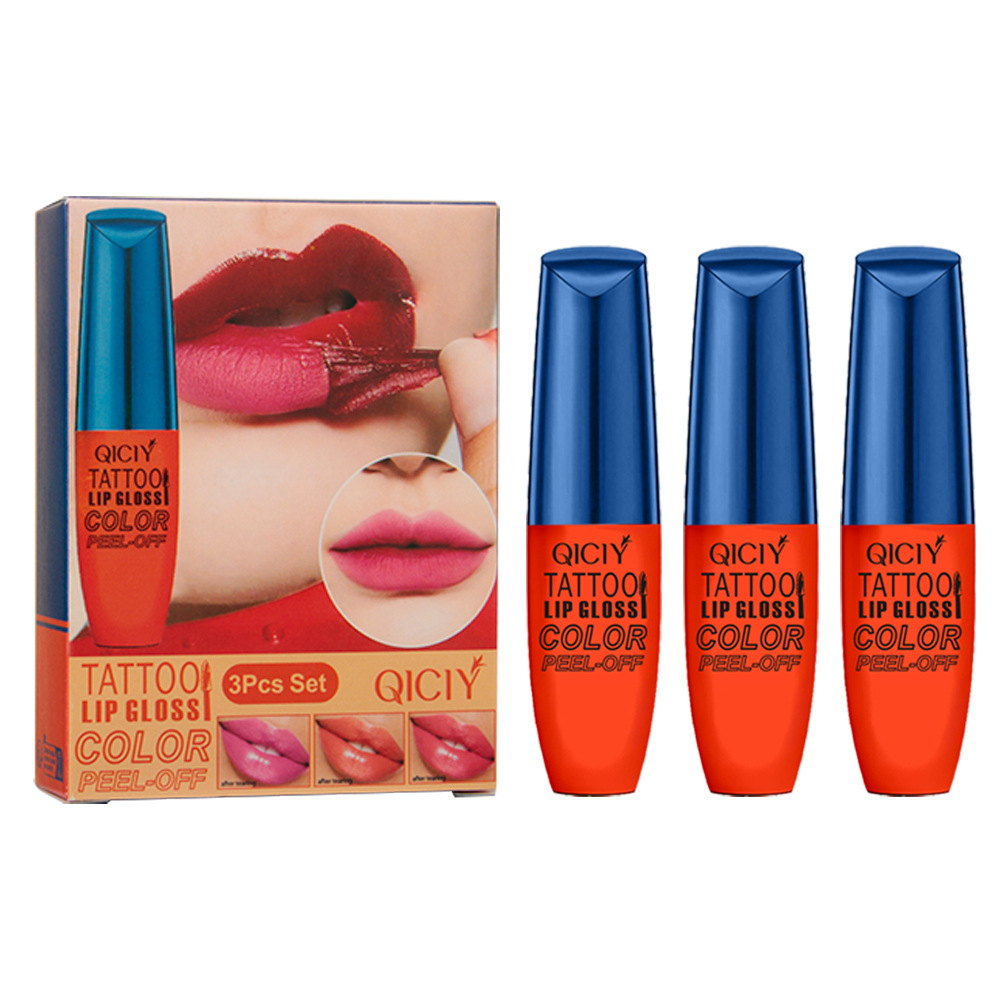 Cross-border exclusive QICIY color peel-off lip gloss, non-fading, non-sticking to cups, waterproof, long-lasting, natural lip gloss lipstick wholesale Item Picture