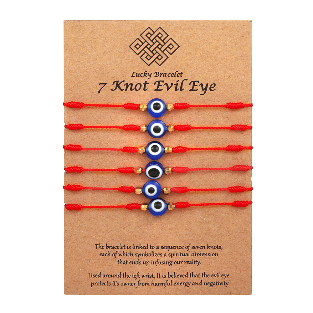 Cross-border 6-piece red, blue and black eye friendship woven bracelet, adjustable couple card lucky friendship bracelet Application Scenario