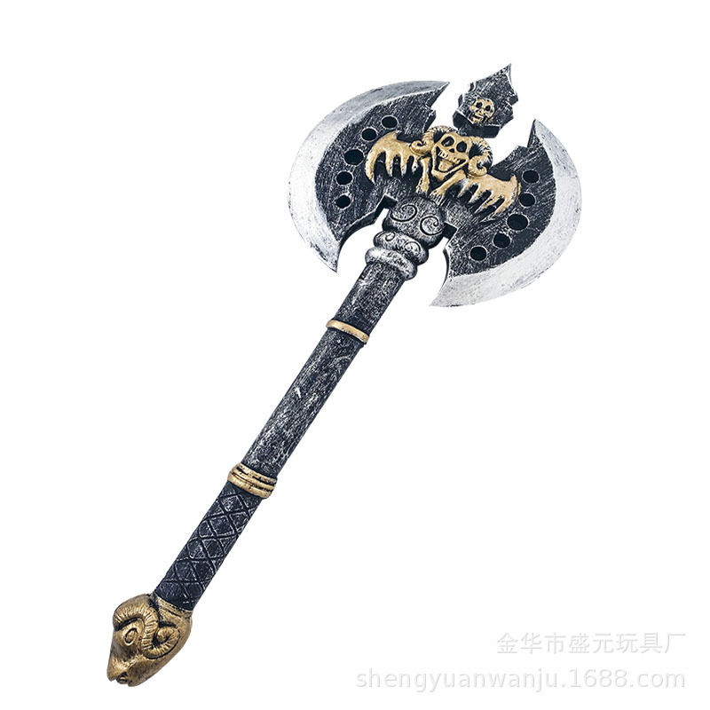 Halloween weapons, double-sided axes, film and television weapons, Ghost Festival props, PU foam axes, children's toys, axe models Item Picture