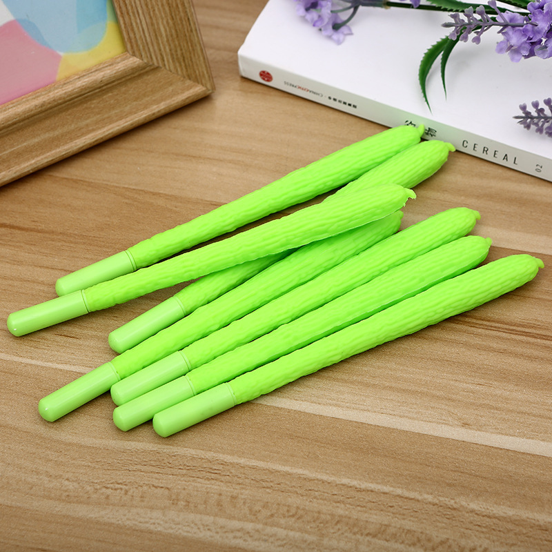 Creative and spoof vegetable pens, bitter gourd gel pens, student stationery, 0.5mm stationery, office black signature pens details Picture