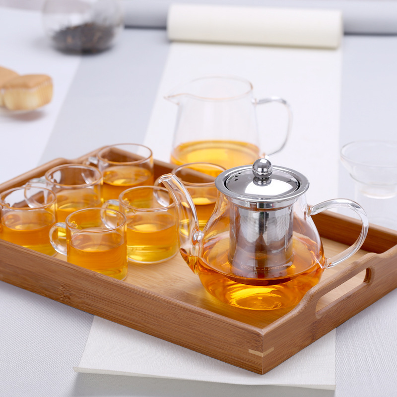 现货高硼硅玻璃茶壶耐高温不锈钢过滤透明家用加厚简约玻璃茶壶产品图