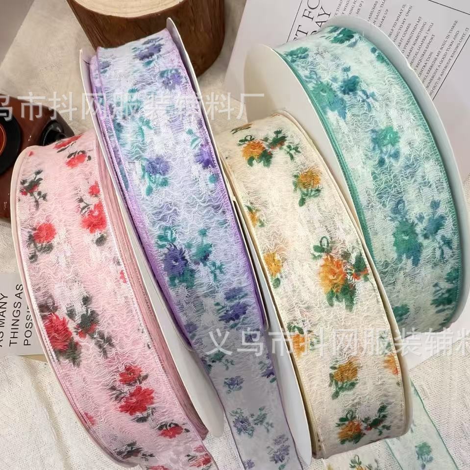 3.8cm nuevo estilo chino sombrero de paja floral adornos para el pelo accesorios para el cabello hecho a mano DIY arco flor cinta de embalaje al por mayor details Picture