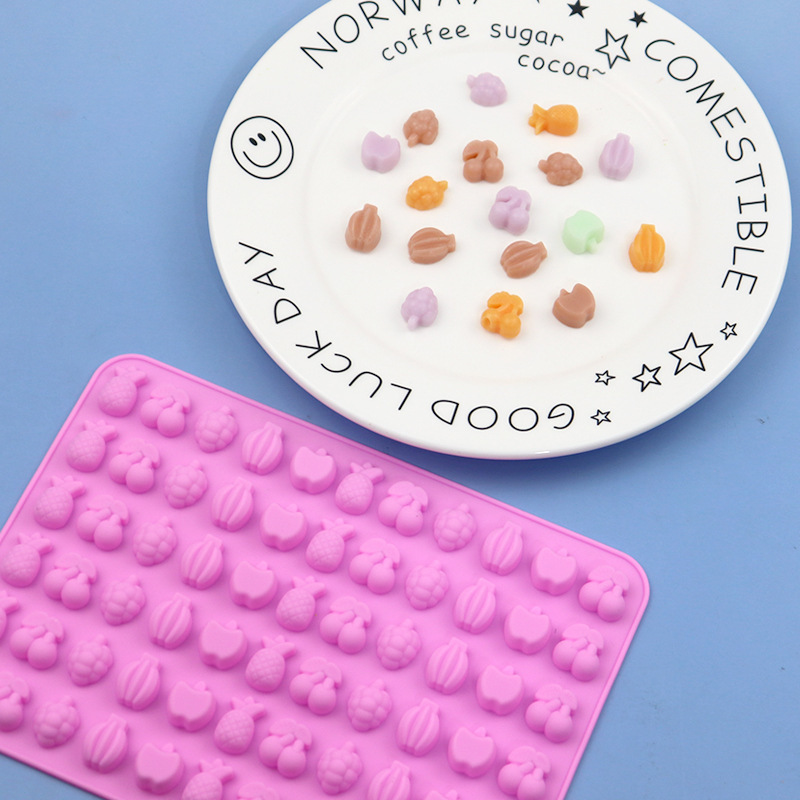 宝宝辅食 DIY巧克力饼干烘焙硅胶模具  66连水果软糖模
