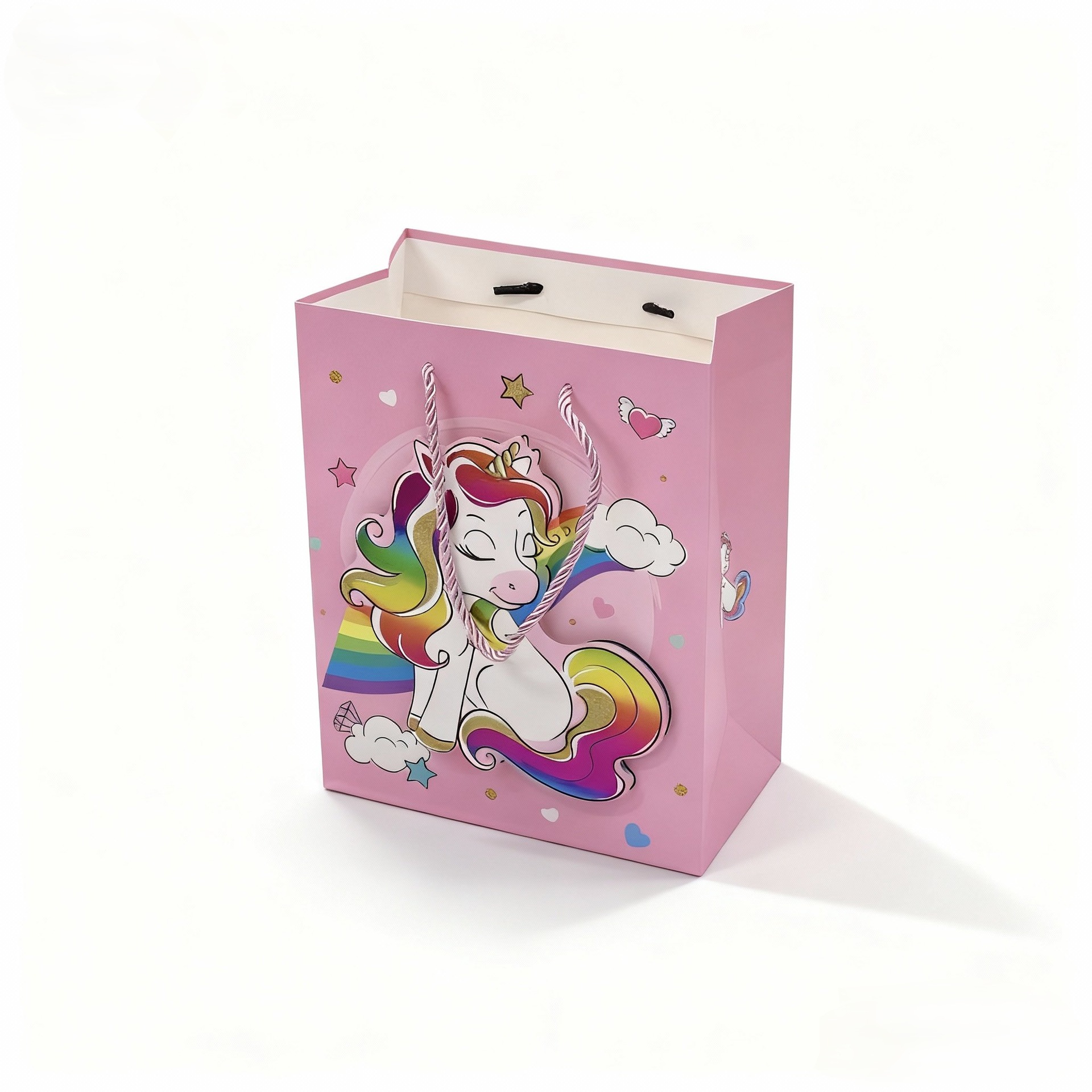 Source Factory Unicorn Cartoon gift Bag set, three-dimensional craftsmanship, children's and girls' heart birthday gift paper bag packaging Specification image